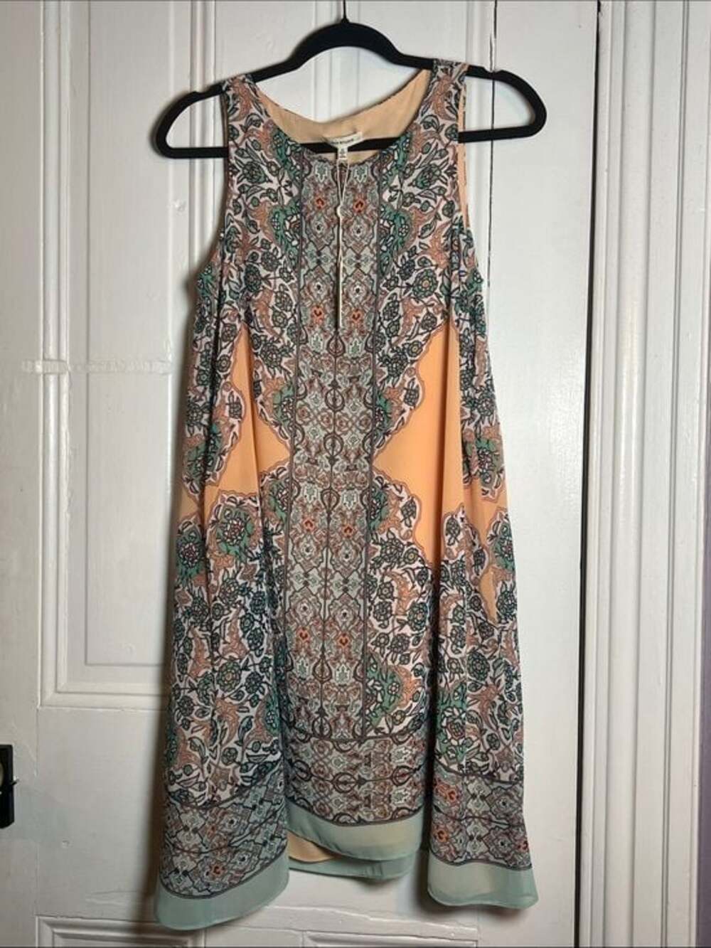 Max Studio Peach Printed Sleeveless Mini Dress
